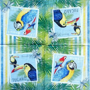 Салфетка для декупажа "Птицы Бразилии" бумажная LU251420, 33х33 см